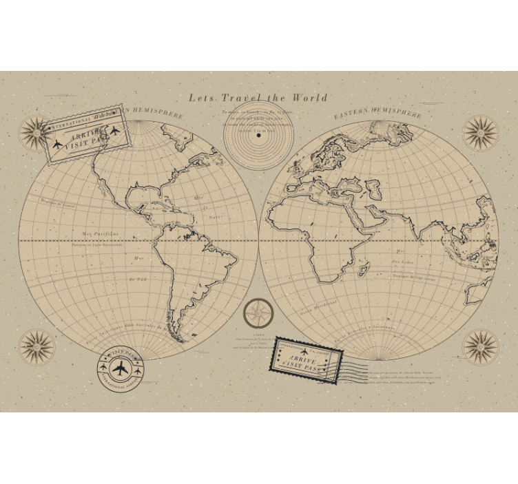 World map wall mural vintage global map - TenStickers
