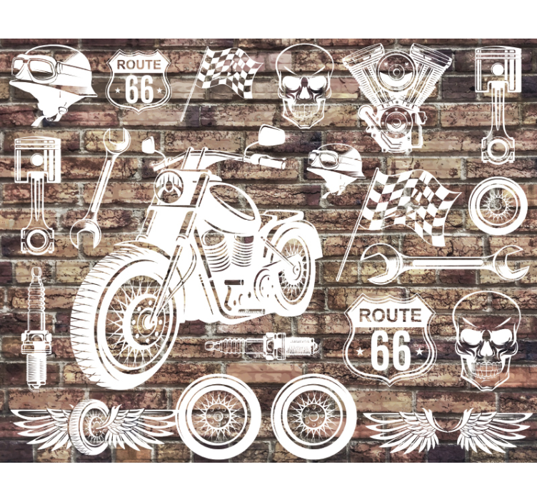 Motorcycle route 66 vehicle wall mural - TenStickers