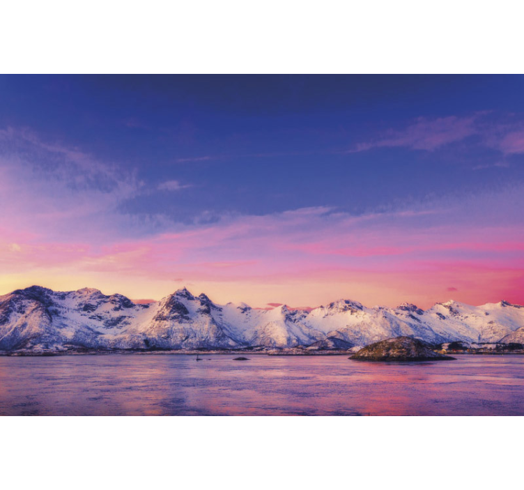 Snowy Mountain Sunset landscape wall mural - TenStickers