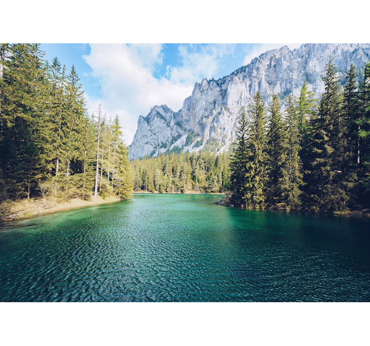 Mountain Lake Scene landscape wall mural - TenStickers
