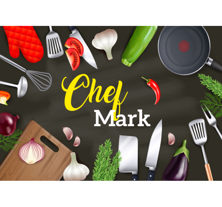 Dining room wall mural with chef personalization option - TenStickers