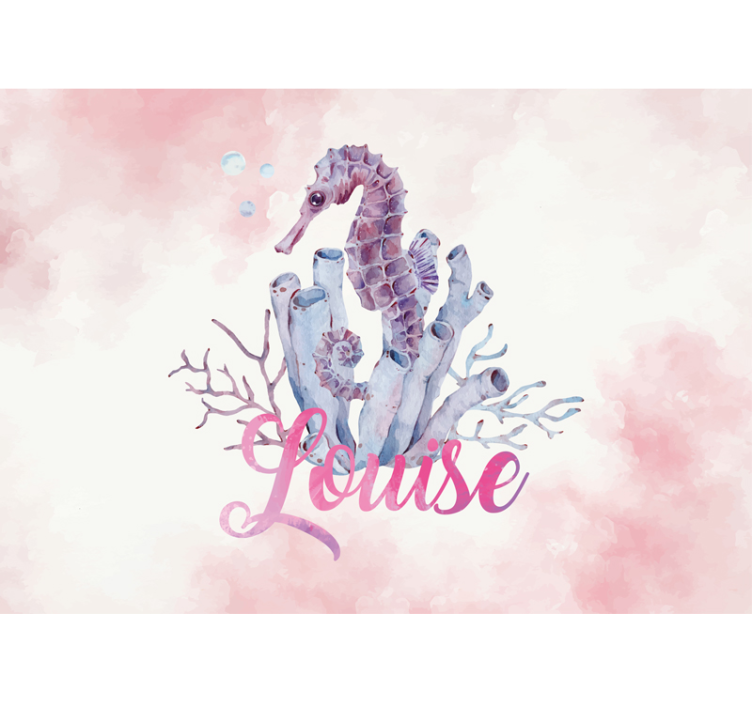 Love wall mural coral sea horse - TenStickers