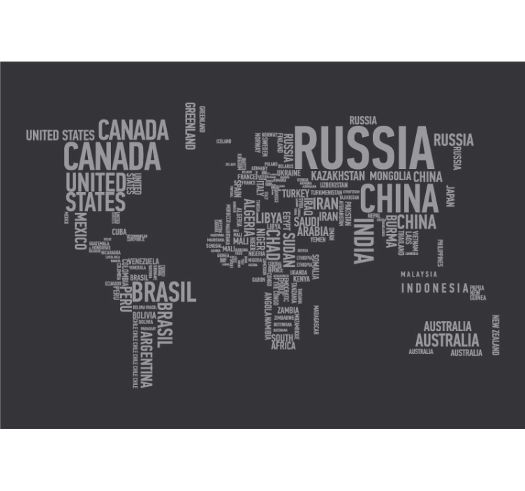 World map wall mural world map typography - TenStickers