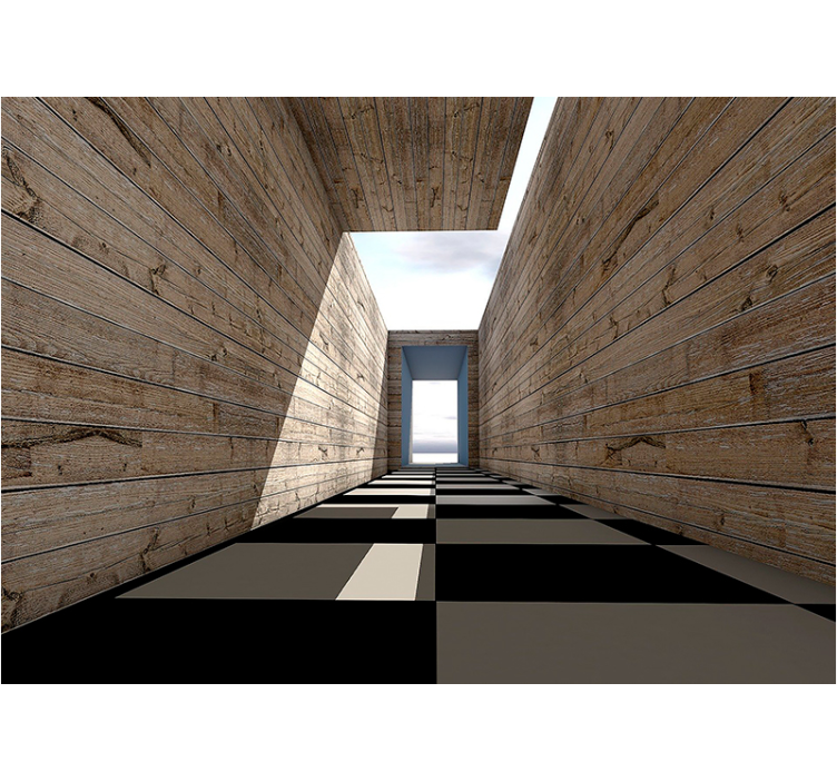 Texture and pattern wall mural wooden hallway view - TenStickers