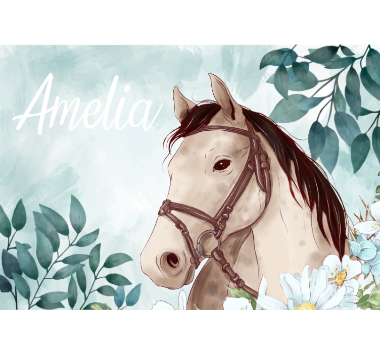 Animal wall mural horse with name - TenStickers