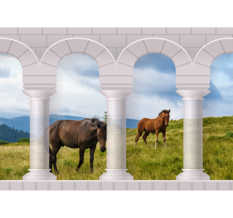 Majestic horses view animal wall mural - TenStickers