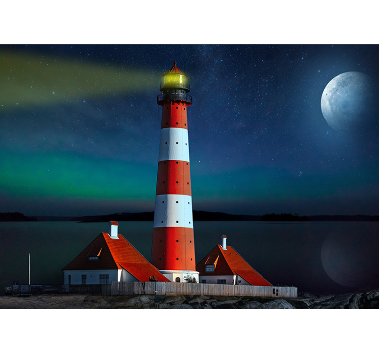 Lighthouse Night View landscape wall mural - TenStickers