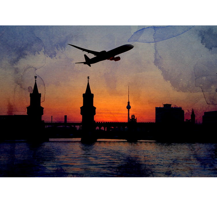 Berlin wall mural berlin skyline sunset - TenStickers
