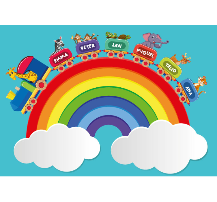 Rainbow train adventure nursery wall mural - TenStickers