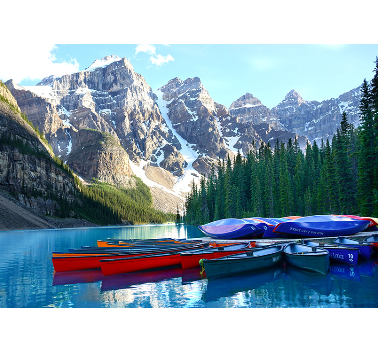 Lake with snowed view mountain wall mural - TenStickers
