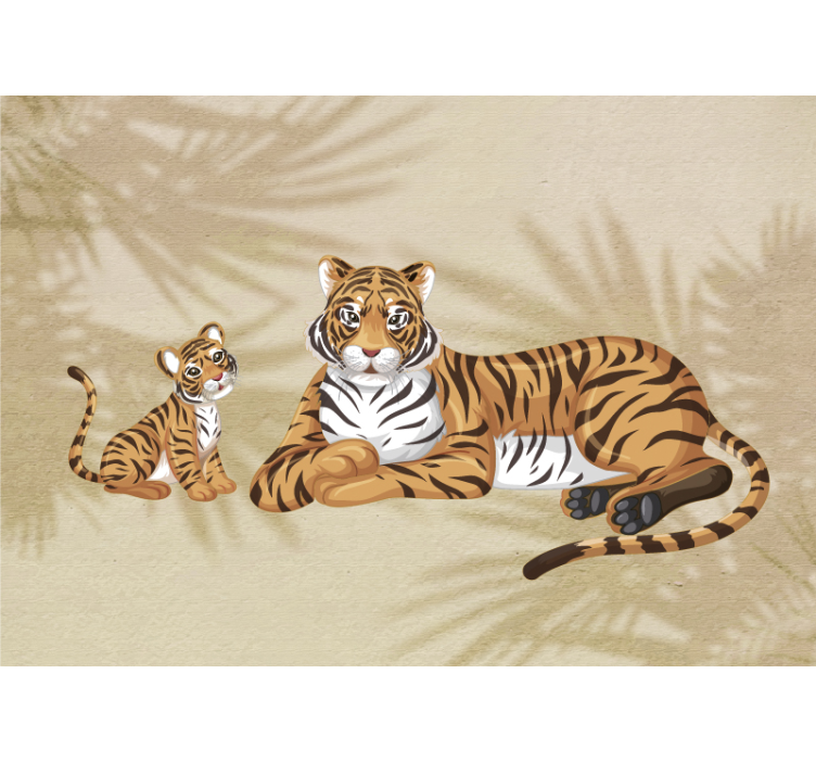 Animal wall mural mother and baby tigers - TenStickers