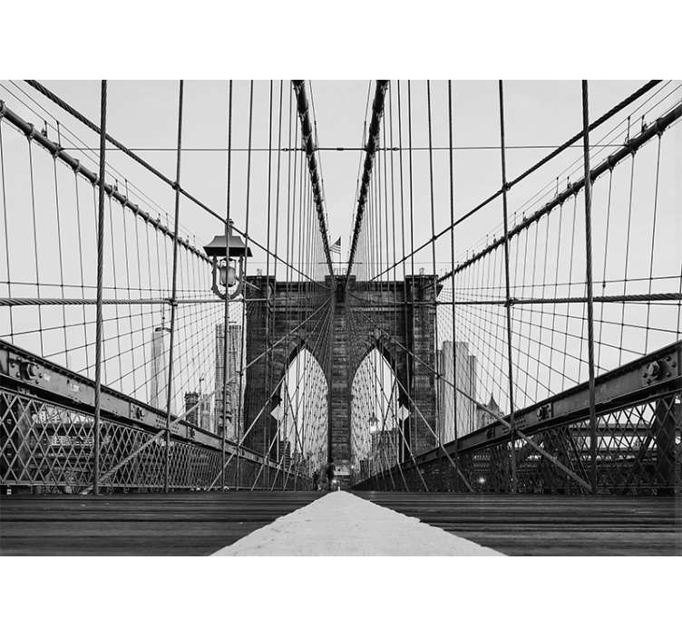 City wall mural brooklyn bridge view perspective - TenStickers