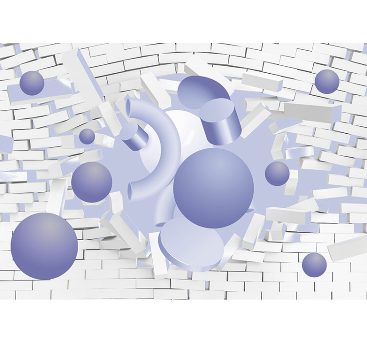 Abstract wall mural of floating geometric shapes - TenStickers