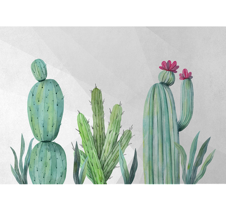 Nature wall mural cactus floral design - TenStickers