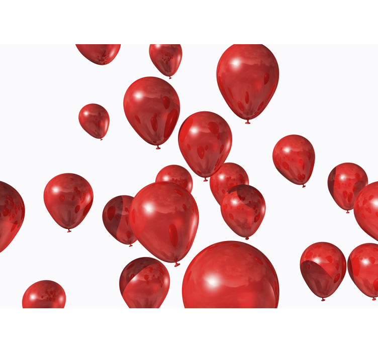 Love wall mural with festive red balloons - TenStickers