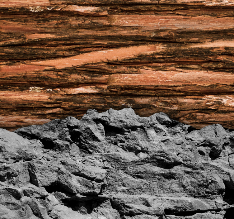 Wood and stone living room wall mural - TenStickers