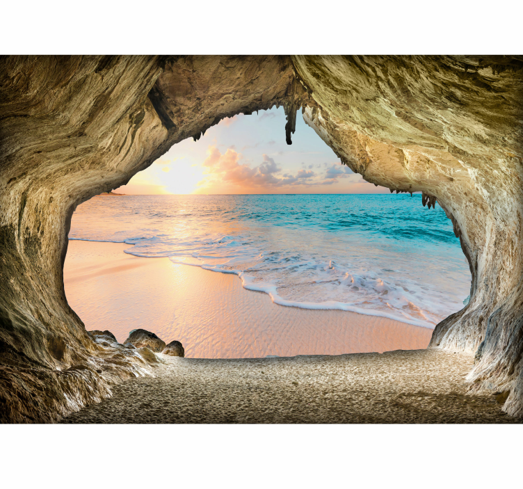 Cave Beach View mountain wall mural - TenStickers