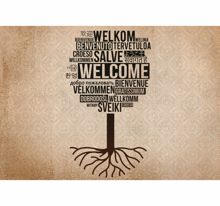 Quote wall mural welcome in various languages - TenStickers