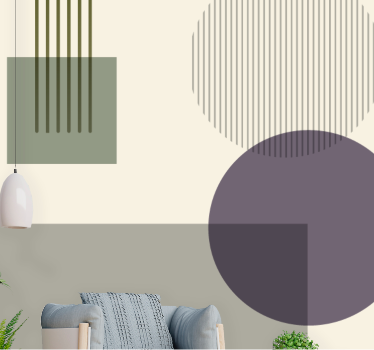 Abstract wall mural geometric shapes playful design - TenStickers