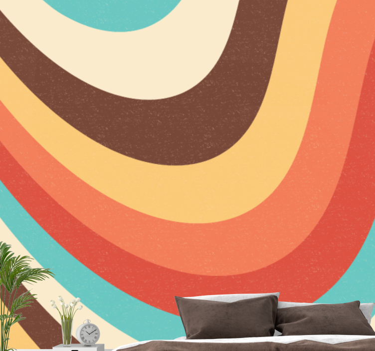 Abstract wall mural in curved color waves - TenStickers