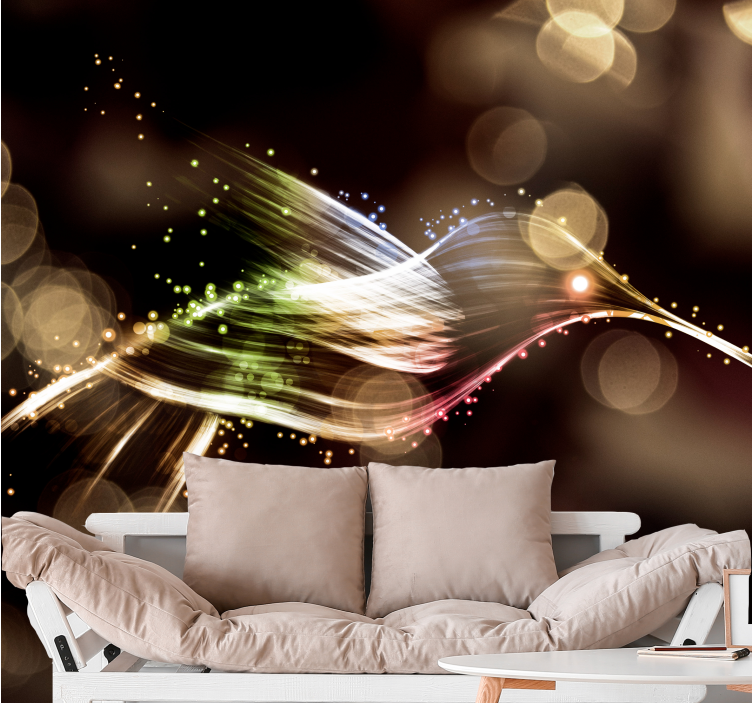 Abstract wall mural of dynamic light waves - TenStickers