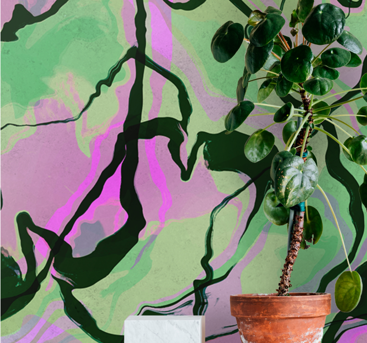 Abstract wall mural organic shape design - TenStickers