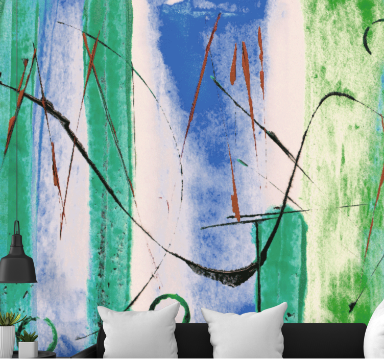 Abstract wall mural with dynamic line designs - TenStickers