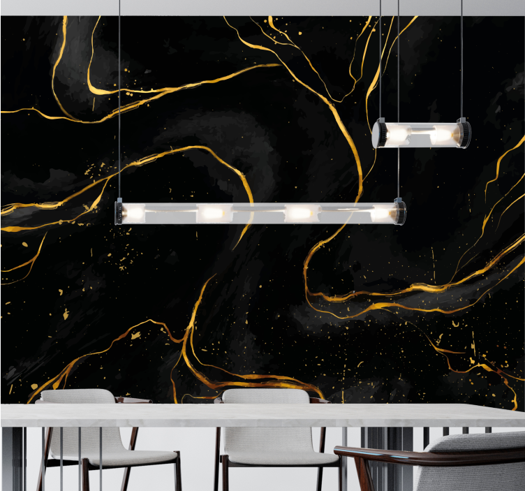 Abstract wall mural with elegant golden lines - TenStickers