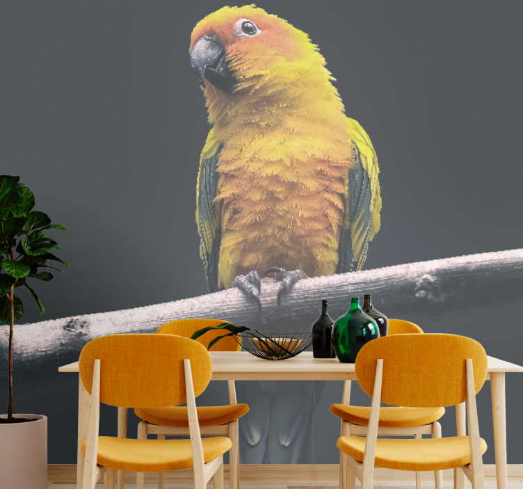 Animal wall mural bright yellow parrot - TenStickers