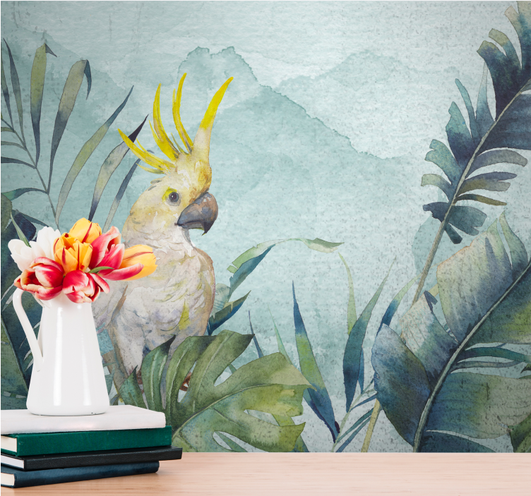 Animal wall mural cockatoo in foliage - TenStickers