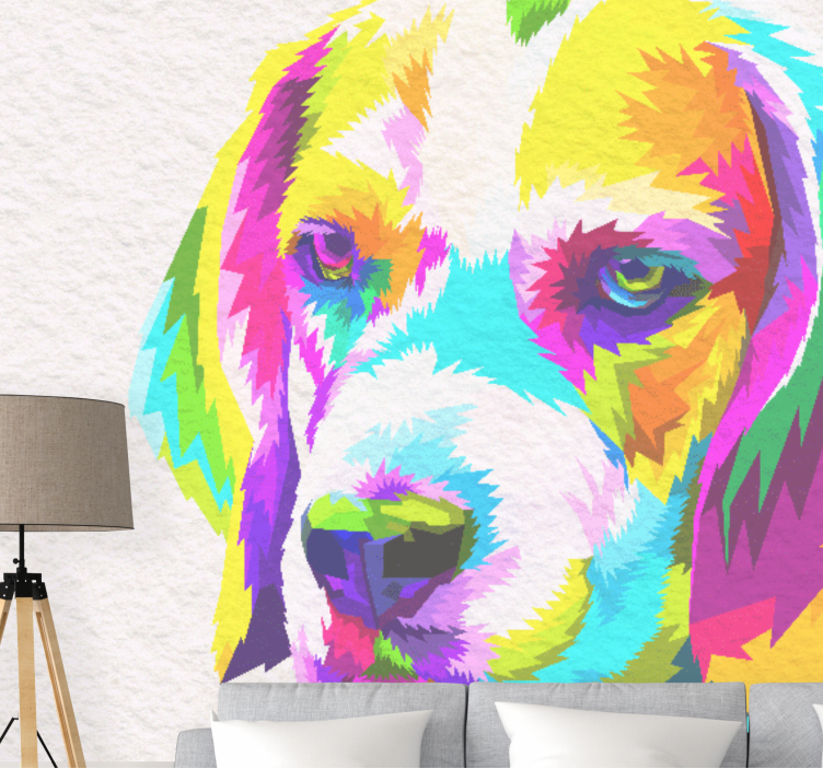 Animal wall mural colorful dog portrait - TenStickers
