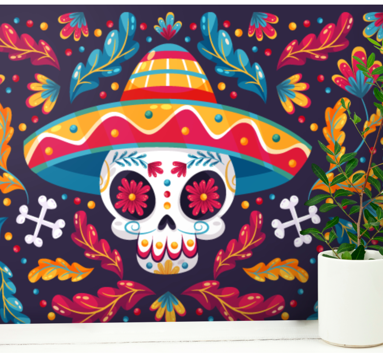 Animal wall mural colorful sugar skull - TenStickers