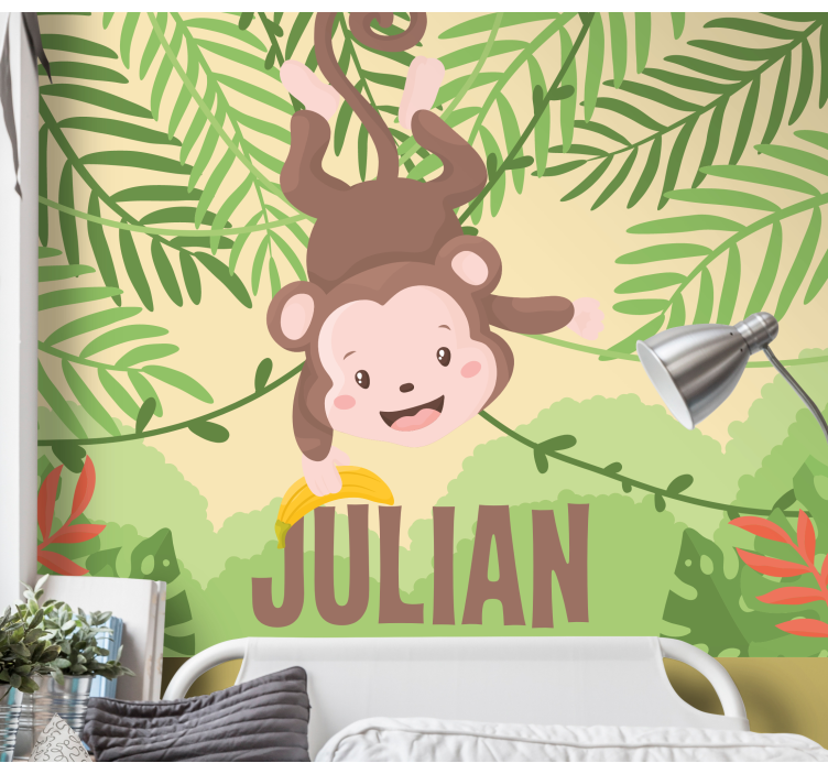 Animal wall mural cute monkey adventure - TenStickers