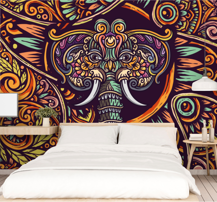 Animal wall mural decorative elephant design - TenStickers