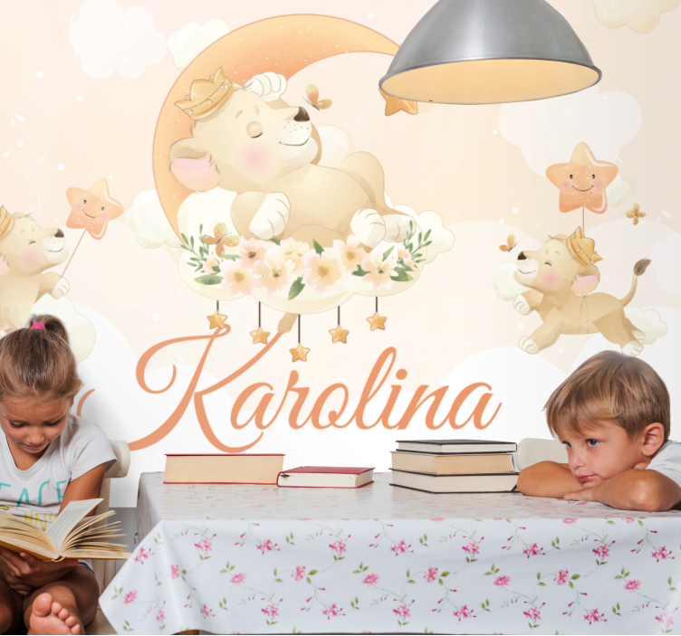 Animal wall mural dreamy lion scene - TenStickers