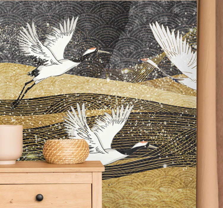 Animal wall mural elegant cranes dance - TenStickers