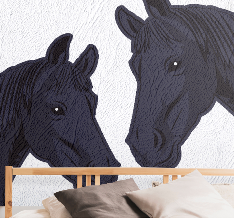 Animal wall mural elegant horse profiles - TenStickers