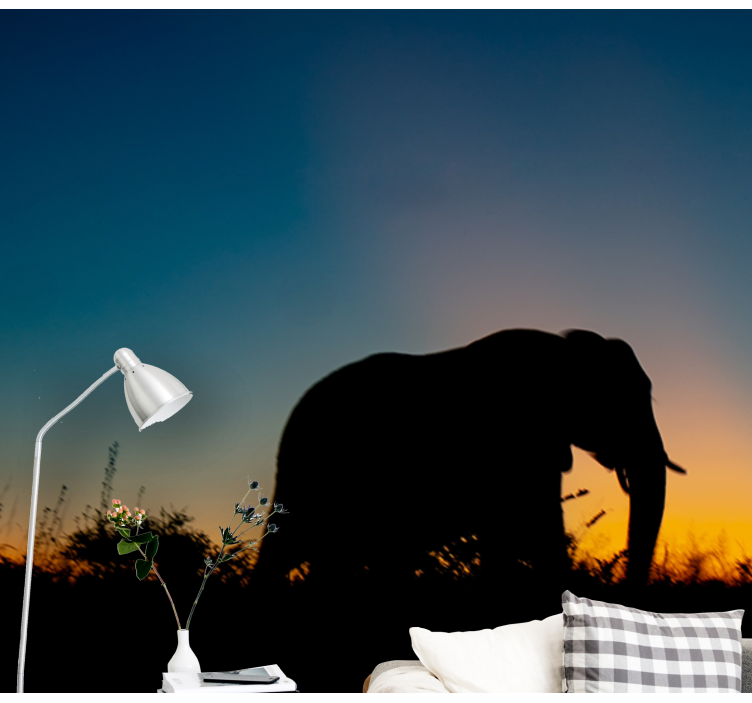 Animal wall mural elephant silhouette sunset - TenStickers