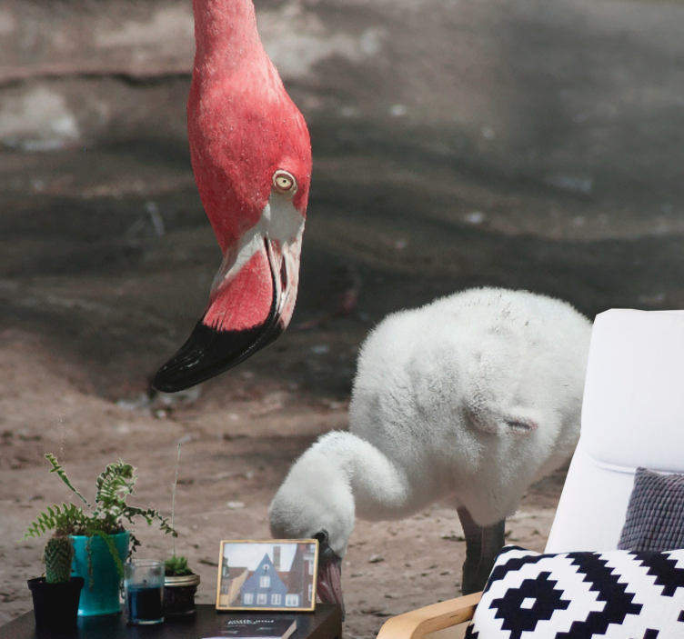 Animal wall mural flamingo chick - TenStickers