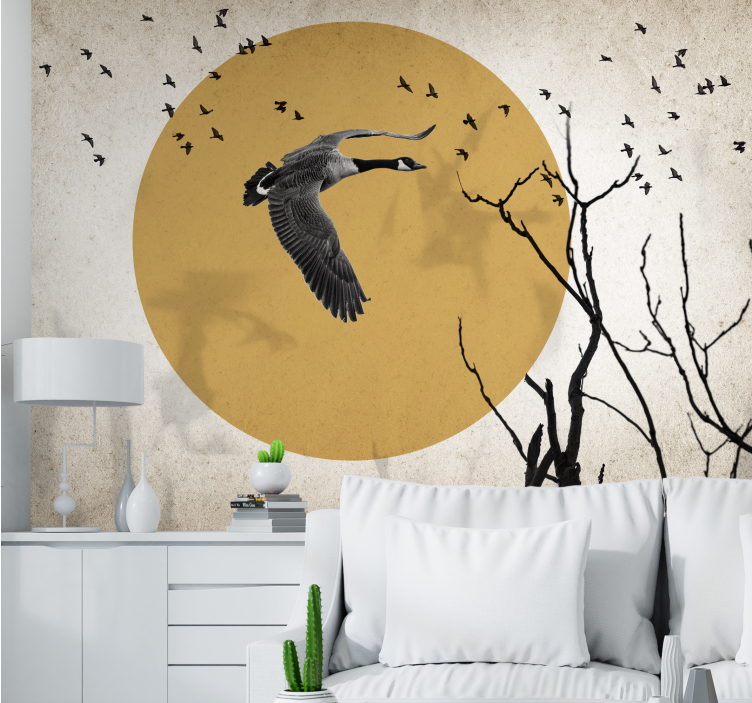 Animal wall mural flying goose silhouette - TenStickers