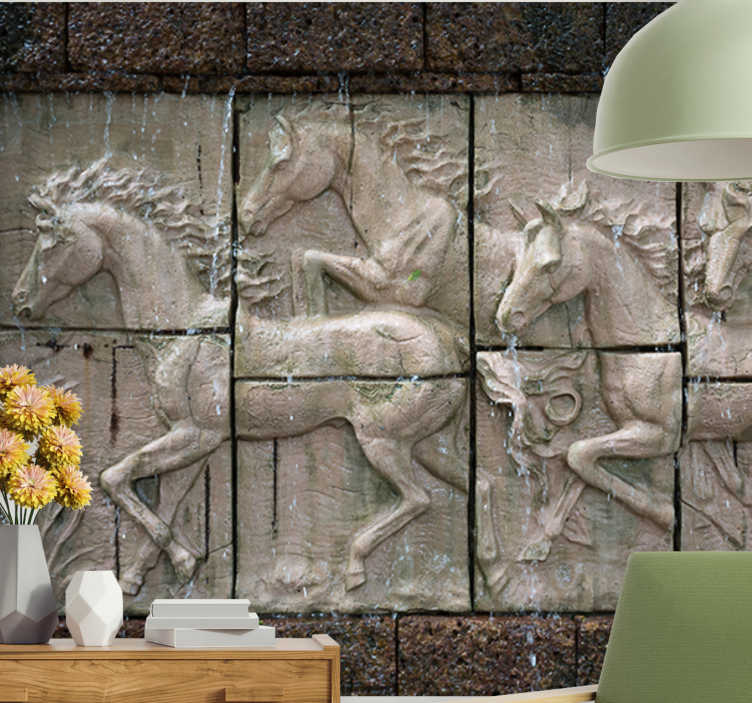 Animal wall mural galloping horses relief - TenStickers