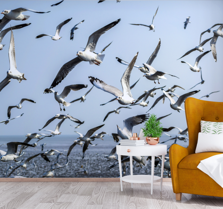 Animal wall mural gulls in flight - TenStickers