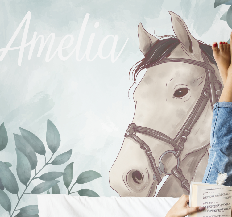 Animal wall mural horse with name - TenStickers