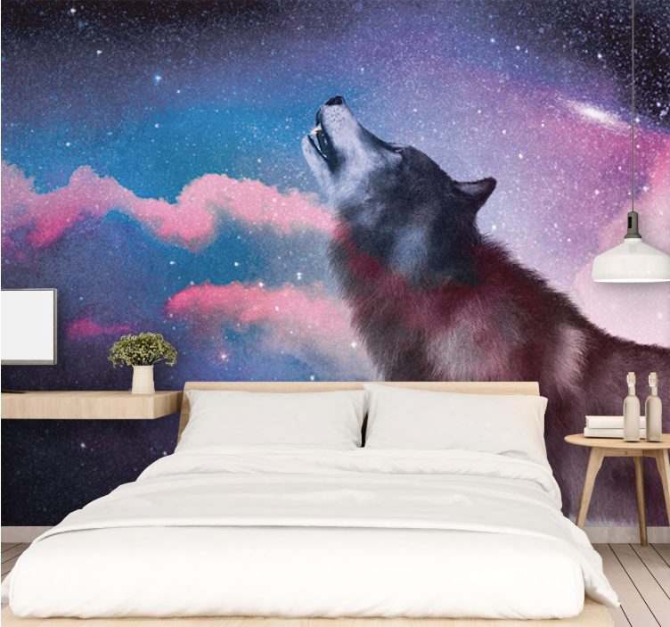 Animal wall mural howling wolf silhouette - TenStickers