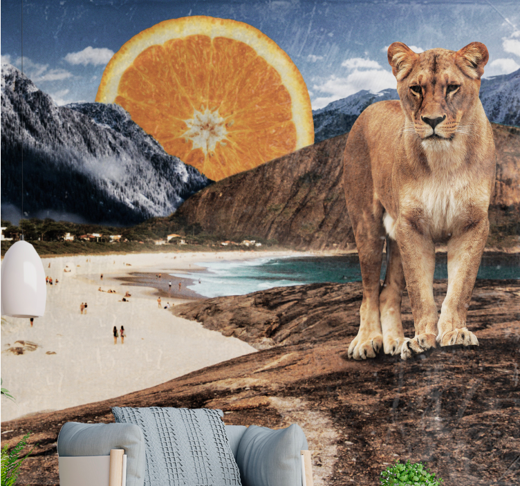 Animal wall mural lion beach scene - TenStickers