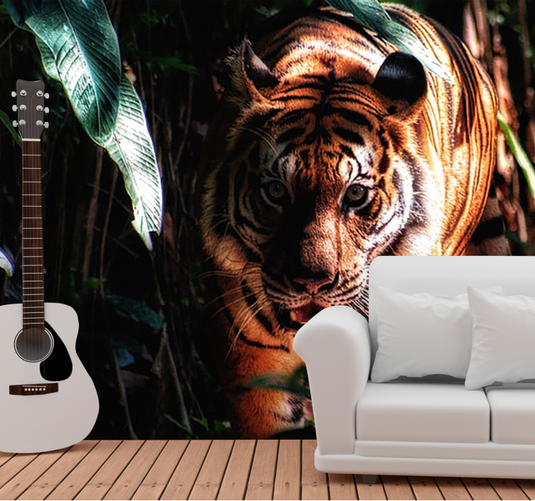 Animal wall mural majestic tiger stalks - TenStickers