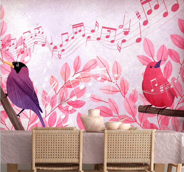 Animal wall mural of singing musical birds - TenStickers