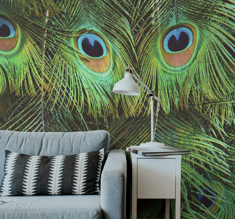 Animal wall mural peacock feather design - TenStickers