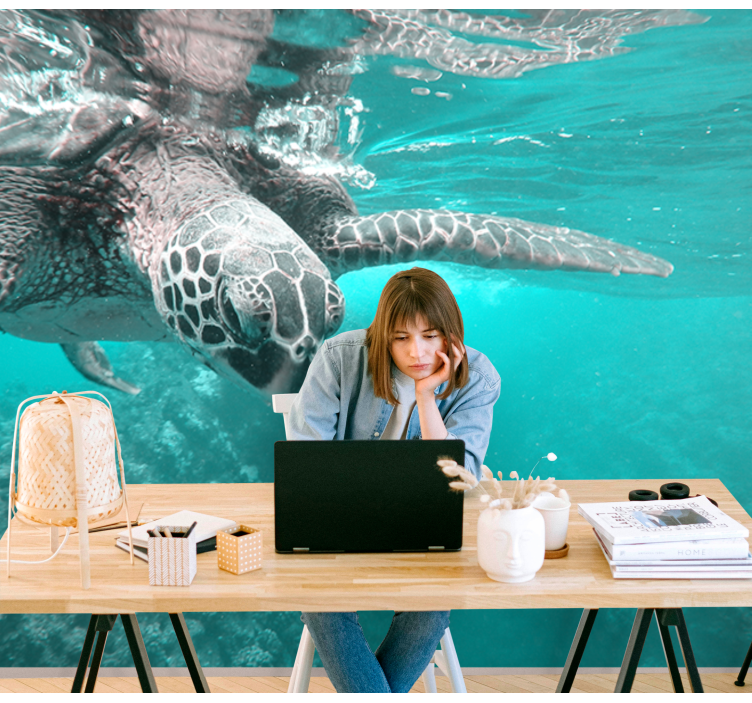 Animal wall mural serene turtle encounter - TenStickers