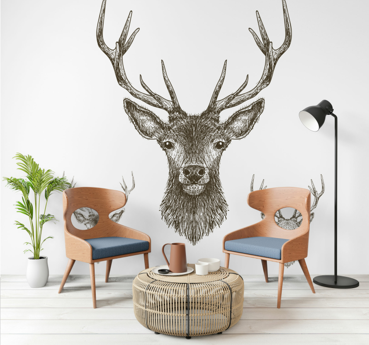 Animal wall mural stag head art - TenStickers